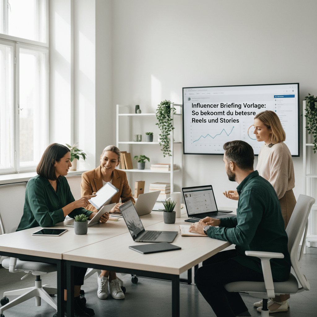 Fotorealistisches Bild zum Beitrag: Influencer Briefing Vorlage: So bekommst du bessere Reels und Stories