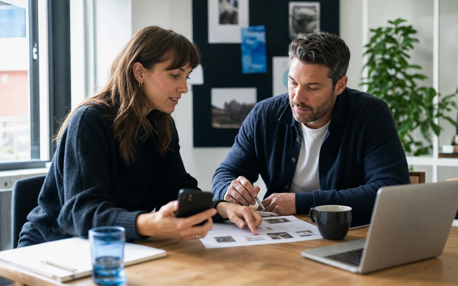 Marketingteam bei der Auswertung eines Instagram-Content-Plans